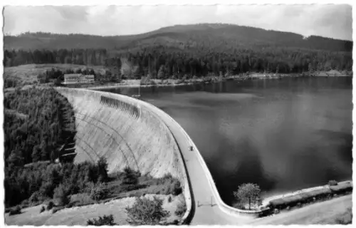 AK, Forbach Murgtal, Schwarzenbachtalsperre mit Gasthaus, um 1960