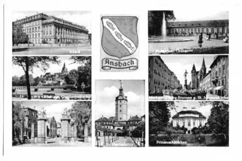 AK, Ansbach, sieben Abb., um 1955