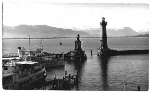 AK, Lindau Bodensee, Hafeneinfahrt, 1953