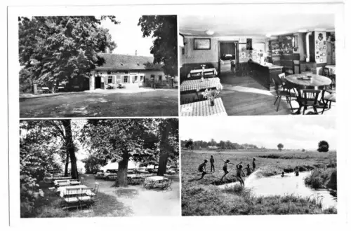 AK, Berlin Lübars, Dorfkrug "Zum lustigen Finken", vier Abb., um 1960