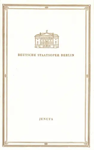 Theaterprogramm, Deutsche Staatsoper Berlin, Jenufa, 1956