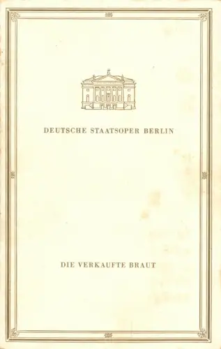 Theaterprogramm, Deutsche Staatsoper Berlin, Die verkaufte Braut, 1965