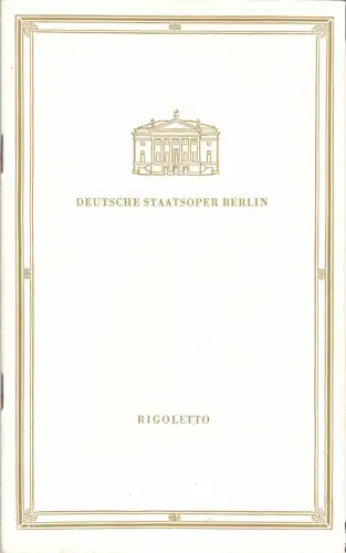 Theaterprogramm, Deutsche Staatsoper Berlin, Rigoletto, 1966