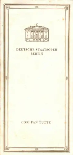 Theaterprogramm, Deutsche Staatsoper Berlin, Cosi fan tutte, 1968