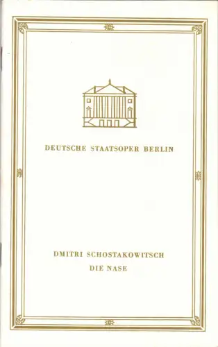 Theaterprogramm, Deutsche Staatsoper Berlin, Die Nase, 1970