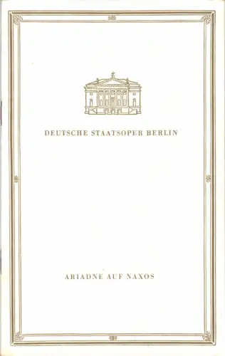 Theaterprogramm, Deutsche Staatsoper Berlin, Ariadne auf Naxos, 1965