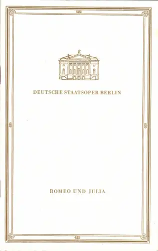 Theaterprogramm, Deutsche Staatsoper Berlin, Romeo und Julia, 1963