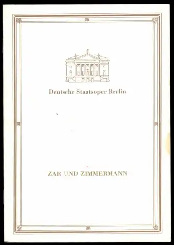 Theaterprogramm, Deutsche Staatsoper Berlin, Zar und Zimmermann, 1993