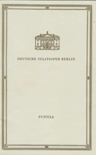 Theaterprogramm, Deutsche Staatsoper Berlin, Puntila, 1966
