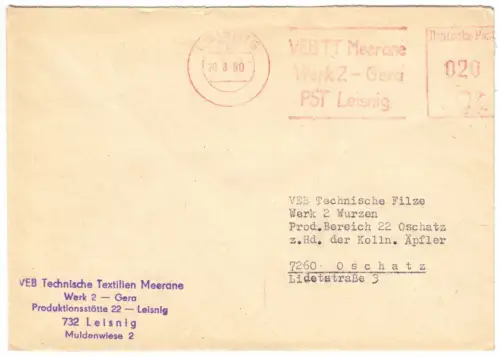 AFS, VEB TT Meerane, Werk 2 - Gera, PST Leisning, o Leisning, 732, 26.8.80