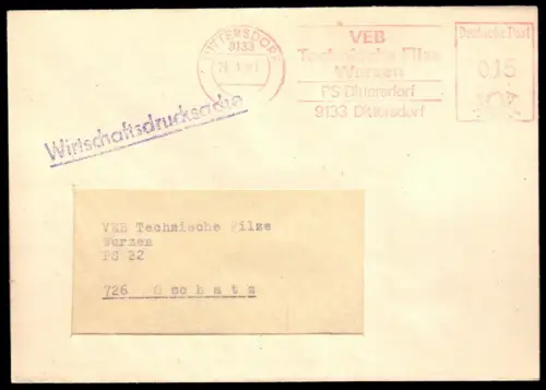 AFS, VEB Technische Filze Wurzen, PS Dittersdorf.., o Dittersdorf, 9133, 23.1.81