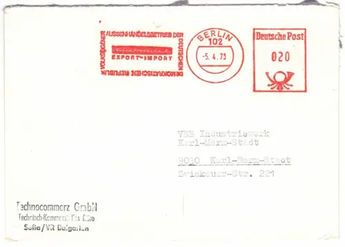 AFS, VEB AHB Elektotechnik Export - Import, o Berlin, 102, 5.4.73