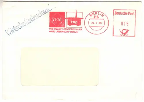 AFS, VEB Transformatorenwerk "Karl-Liebknecht" Berlin, o Berlin, 116, 24.7.75
