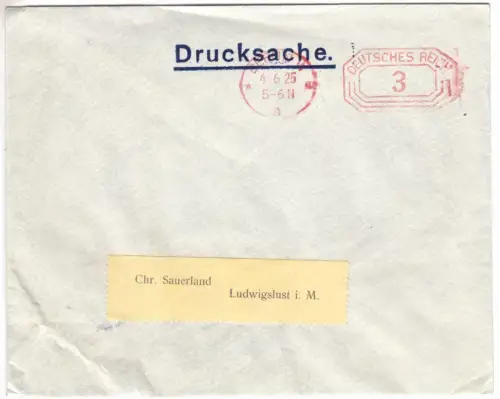 Postfreistempel, Berlin W 8, 4.6.25