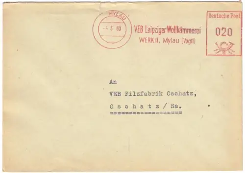 AFS, VEB Leipziger Wollkämmerei, Werk II, Mylau (Vogtl.), o Mylau, 4.5.60