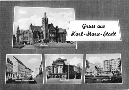 AK, Karl-Marx-Stadt, Chemnitz, vier Abb., gestaltet, 1965
