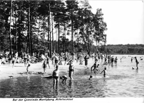 AK, Moritzburg, Mittelteichbad, belebt, 1963