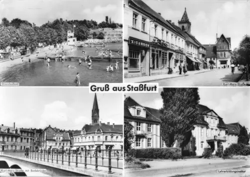 AK, Staßfurt, vier Abb., u.a. Karl-Marx-Str., 1963