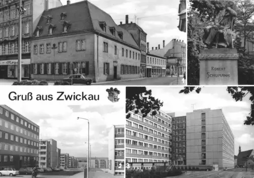 AK, Zwickau Sachs., vier Abb., u.a. Studenteninternat, 1979