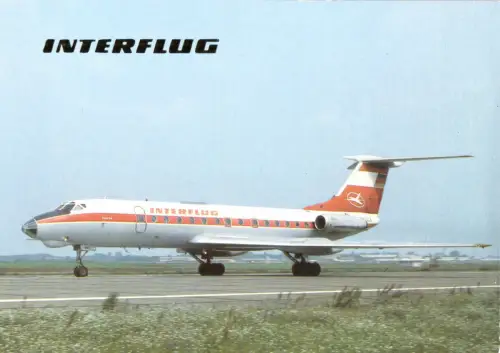AK, Fugverkehr, Interflug, TU 134 auf dem Rollfeld, 1990