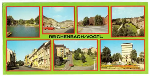 AK lang, Panoramakarte, Reichenbach Vogtl., sieben Abb., 1983
