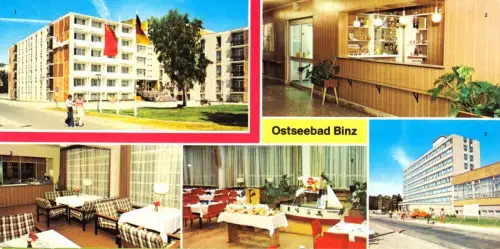 AK lang, Ostseebad Binz Rügen, FDGB-Heime, fünf Abb., 1982