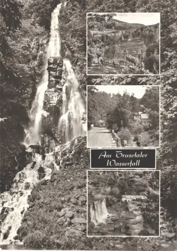 AK groß, Trusetal, Am Trusetaler Wasserfall, 4 Abb., gestaltet, 1972