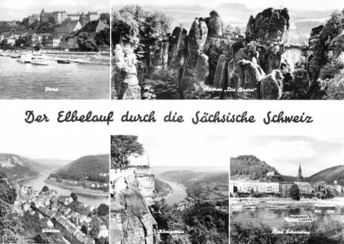 AK groß, Der Elblauf durch die Sächsische Schweiz, fünf Abb., 1974