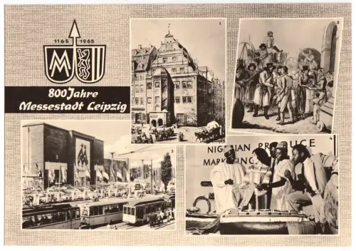 AK Großformat, 21 x 15 cm, 800 Jahre Messestadt Leipzig, vier Abb., 1964