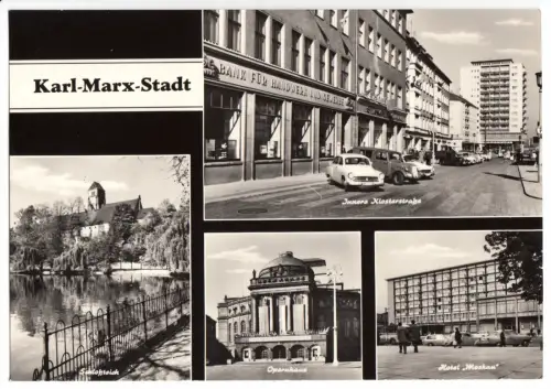 AK Großformat, 21 x 15 cm, Karl-Marx-Stadt, vier Abb., 1967