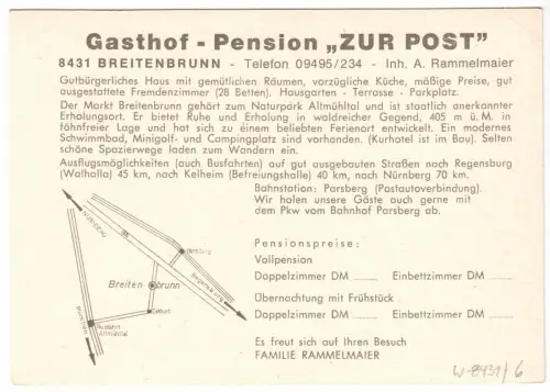 AK, Breitenbrunn Opf., Gasthof - Pension "Zur Post", vier Abb., um 1980