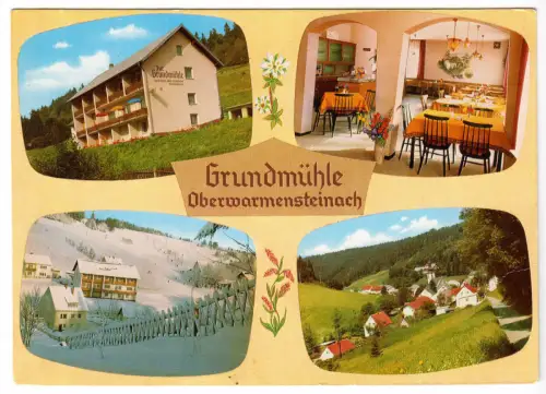 AK, Oberwarmensteinach über Bayreuth, Gasthof und Pension Grundmühle, um 1968