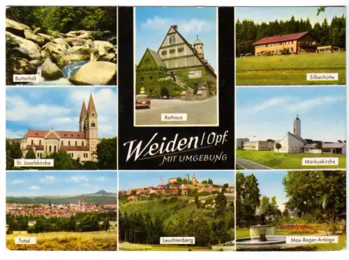 AK, Weiden Opf., acht Abb., gestaltet, 1969