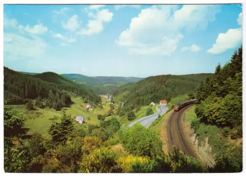 AK, Nußbachtal zwischen Triberg und St. Georgen, Bahnlinie und B33, 1992