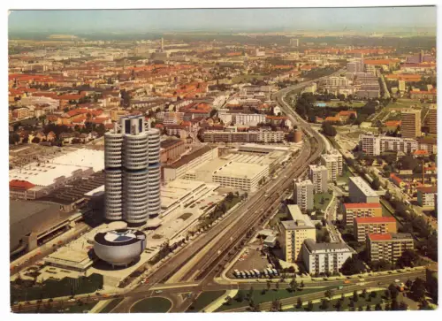 AK, München, Blick vom Fernsehturm zum auf das BMW-Gelände, 1975