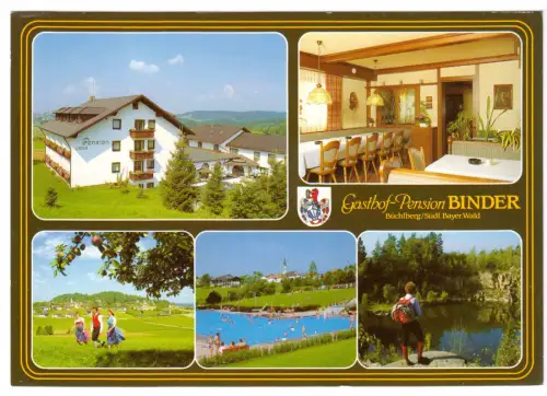 AK, Büchlberg Südl. Bayer. Wald, Gasthof-Pension Binder, fünf Abb., 1996
