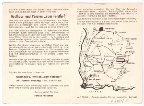 AK, Forsthof Post Häg, Gasthaus und Pension "Zum Forsthof", drei Abb., um 1976