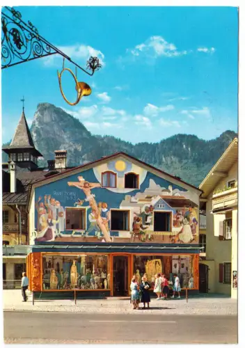 AK, Oberammergau, Buntes Haus mit Kofel, um 1970
