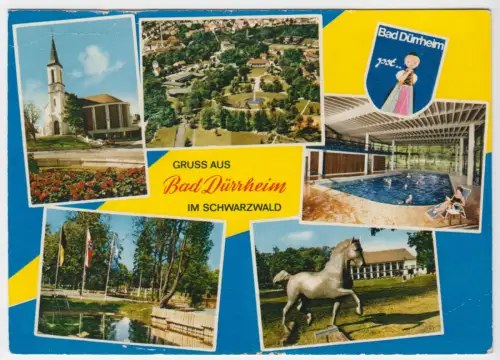 AK, Bad Dürrheim, fünf Abb., gestaltet, 1976