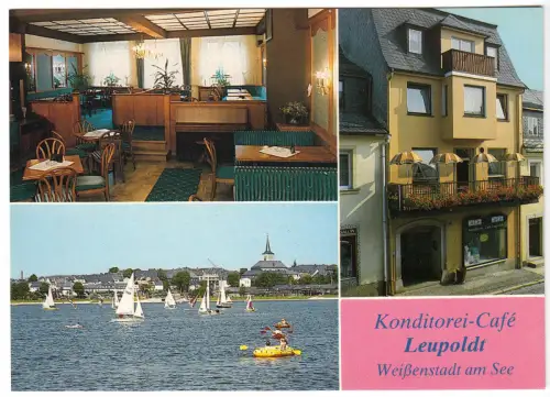 AK, Weißenstadt am See, Konditorei - Café Leupoldt, drei Abb., um 1980