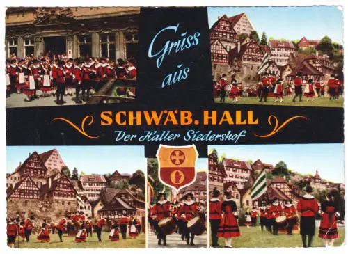 AK, Schwäb. Hall, Der Haller Siedershof, fünf Abb., 1966