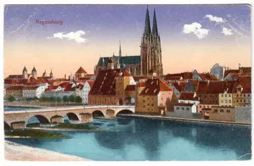 AK, Regensburg, Teilansicht, 1918
