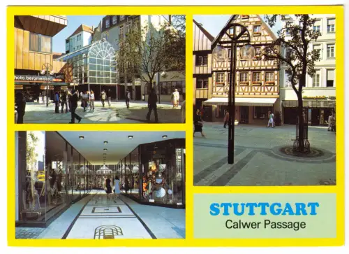 AK, Stuttgart, Calwer Passage, drei Abb., um 1988