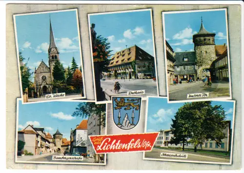 AK, Lichtenfels Ofr., fünf Abb., gestaltet, 1966