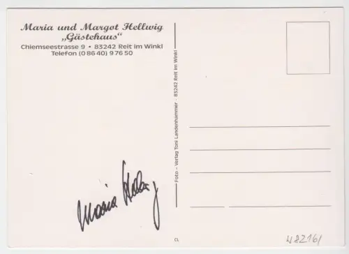 AK, Reit im Winkl, "Zum Kuhstall", zwei Abb., Autogramm, um 1998