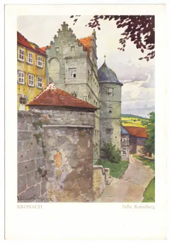 AK, Kronach, Feste Rosenberg, Künstlerkarte Gustav Lüttgens, um 1955