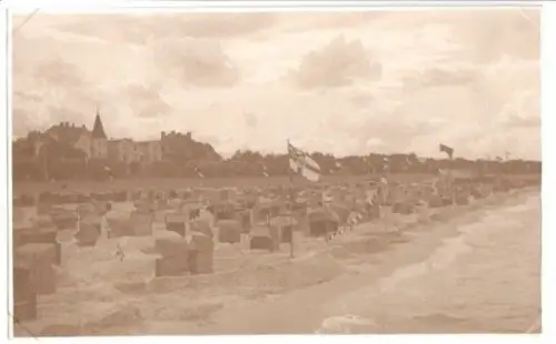 Foto im AK-Format, Zinnowitz Usedom, Strandpartie mit Strandkörben, um 1930