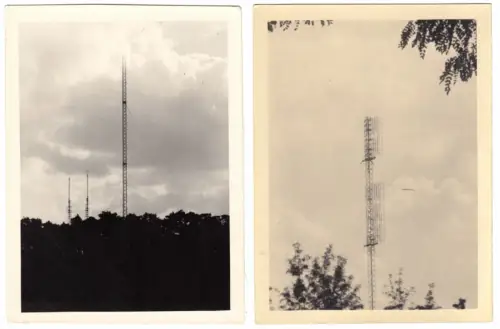zwei Echtfotos, Berlin Wannsee, Sendemasten, 1950