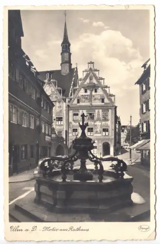 AK, Ulm a. D., Motiv am Rathaus, 1943