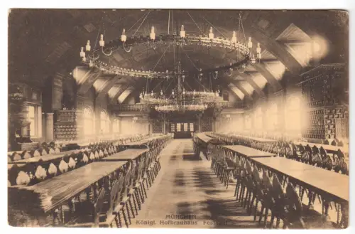 AK, München, Königl. Hofbräuhaus, Festsaal, um 1913